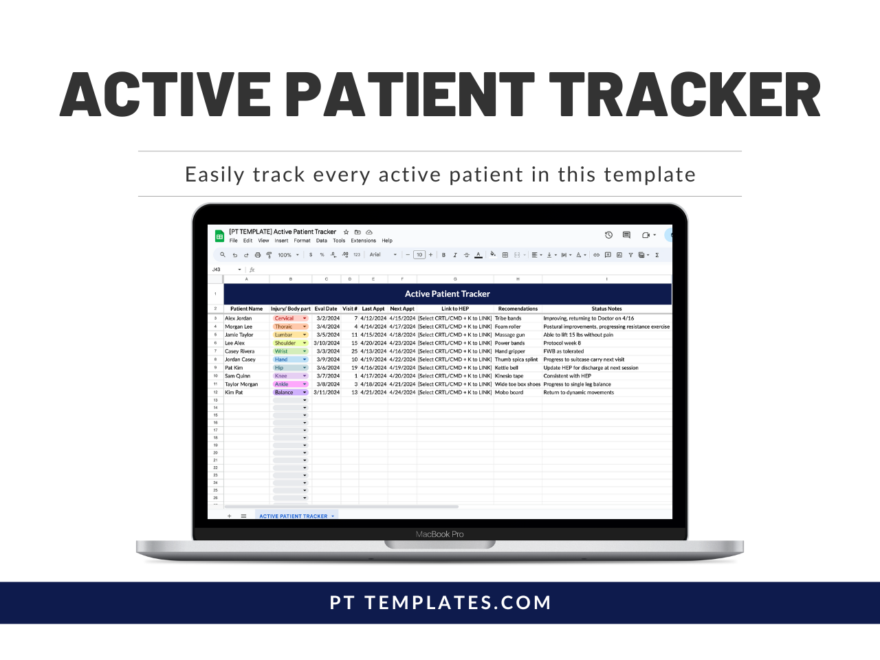 Active Patient Tracker – PT Template